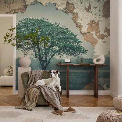 Fotomural decorativo para cabecero de cama con un diseño de un árbol solitario