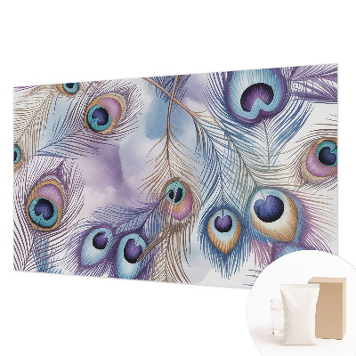 Papel mural con patrón decorativo con estampado de plumas de pavo real