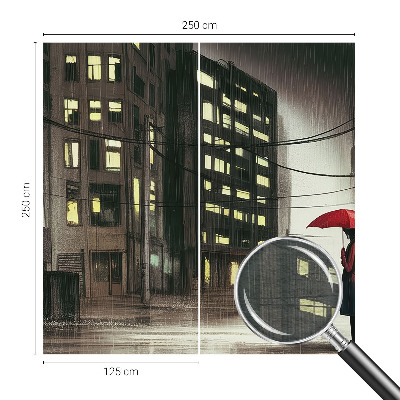 Fotomural decorativo para cabecero de cama con ilustración de una ciudad lluviosa