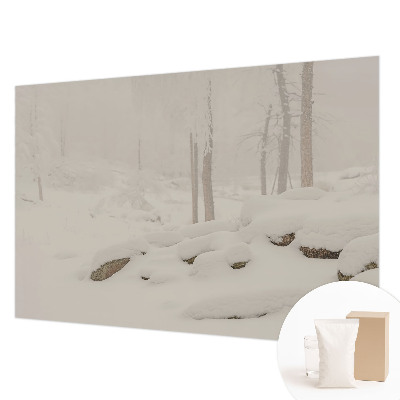 Papel mural texturado decorativo con motivo de bosque nevado