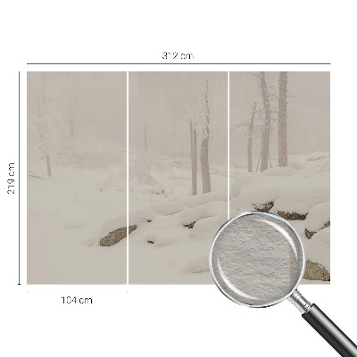 Papel mural texturado decorativo con motivo de bosque nevado