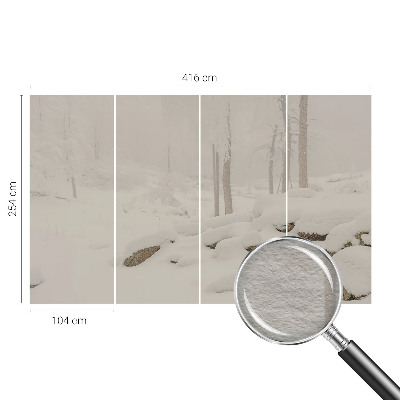 Papel mural texturado decorativo con motivo de bosque nevado
