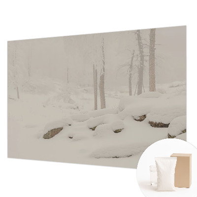 Papel mural texturado decorativo con motivo de bosque nevado