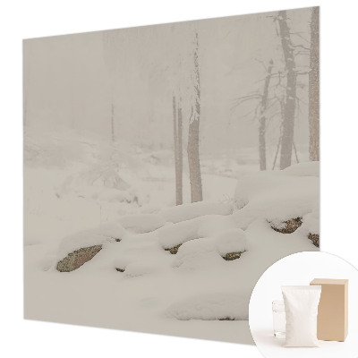 Papel mural texturado decorativo con motivo de bosque nevado