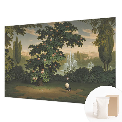 Fotomural decorativo para cabecero de cama con diseño de jardín natural