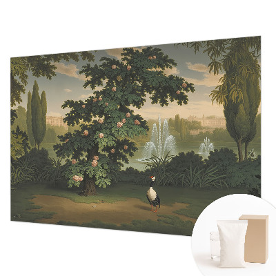 Fotomural decorativo para cabecero de cama con diseño de jardín natural