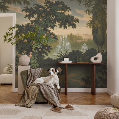 Fotomural decorativo para cabecero de cama con diseño de jardín natural