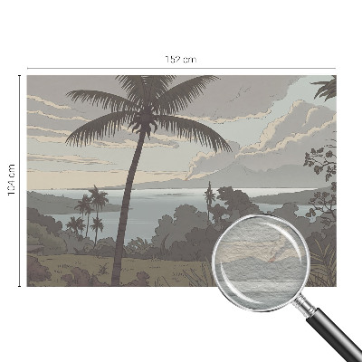 Papel mural con patrón decorativo con un motivo de paisaje exótico