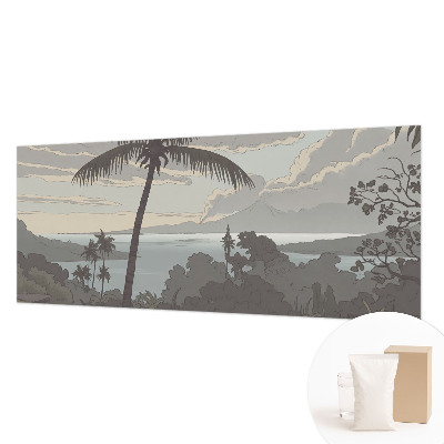 Papel mural con patrón decorativo con un motivo de paisaje exótico