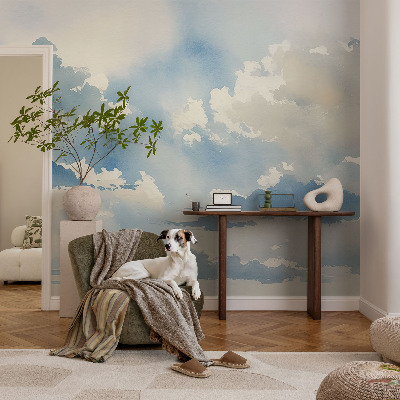 Papel mural con patrón decorativo con diseño de nubes celestiales