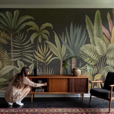 Mural decorativo con diseño de selva tropical