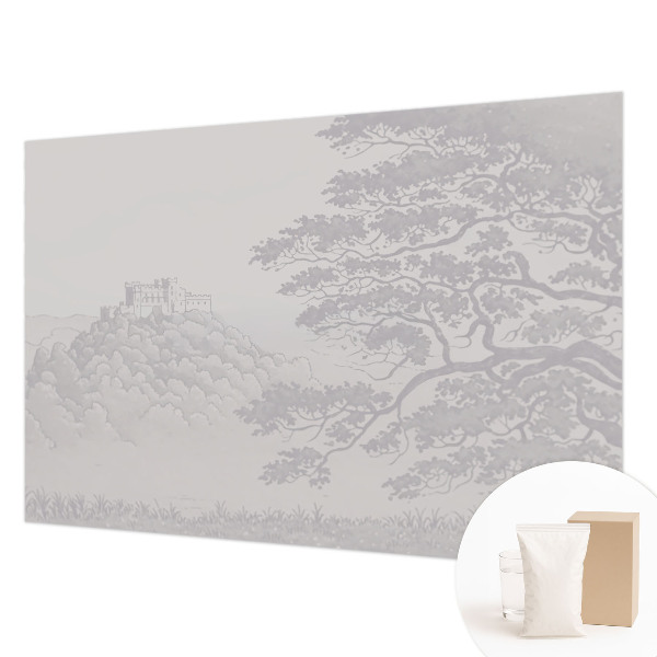 Papel mural con patrón decorativo con estampado del paisaje del castillo