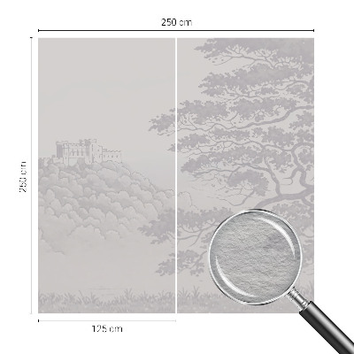 Papel mural con patrón decorativo con estampado del paisaje del castillo