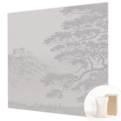 Papel mural con patrón decorativo con estampado del paisaje del castillo