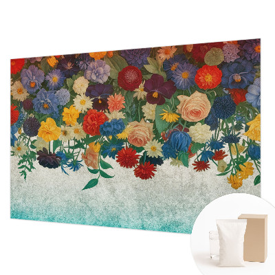 Papel mural texturado decorativo con diseño de flores coloridas