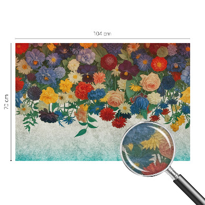 Papel mural texturado decorativo con diseño de flores coloridas
