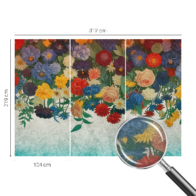 Papel mural texturado decorativo con diseño de flores coloridas