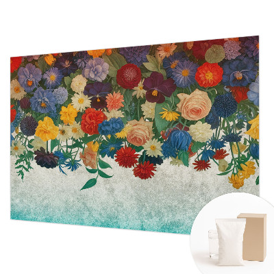 Papel mural texturado decorativo con diseño de flores coloridas