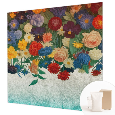 Papel mural texturado decorativo con diseño de flores coloridas