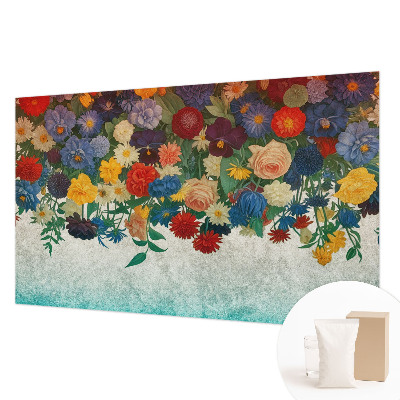 Papel mural texturado decorativo con diseño de flores coloridas