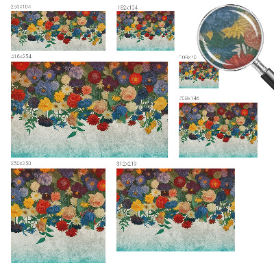 Papel mural texturado decorativo con diseño de flores coloridas