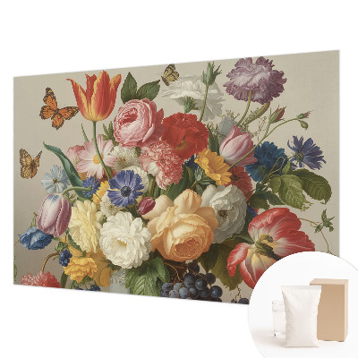 Fotomural decorativo para cabecero de cama con diseño de flores y mariposas