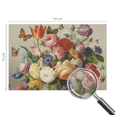 Fotomural decorativo para cabecero de cama con diseño de flores y mariposas