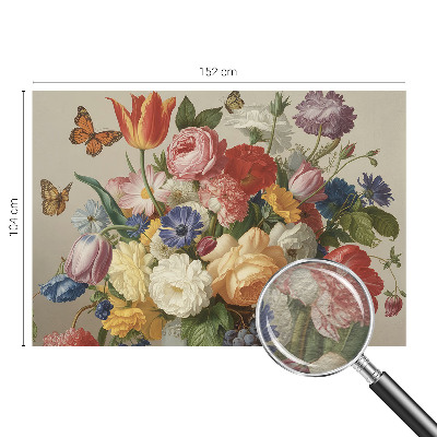 Fotomural decorativo para cabecero de cama con diseño de flores y mariposas