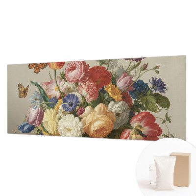 Fotomural decorativo para cabecero de cama con diseño de flores y mariposas