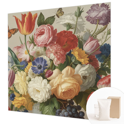 Fotomural decorativo para cabecero de cama con diseño de flores y mariposas