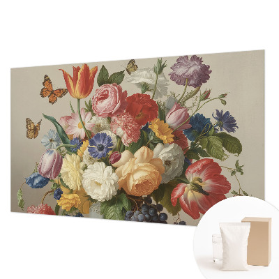 Fotomural decorativo para cabecero de cama con diseño de flores y mariposas