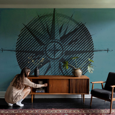 Papel mural texturado decorativo con diseño de brújula marina