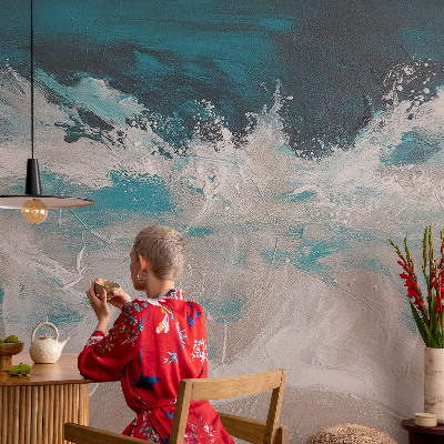 Papel mural con patrón decorativo con diseño de olas del océano