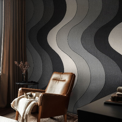 Mural decorativo con diseño de ondas grises
