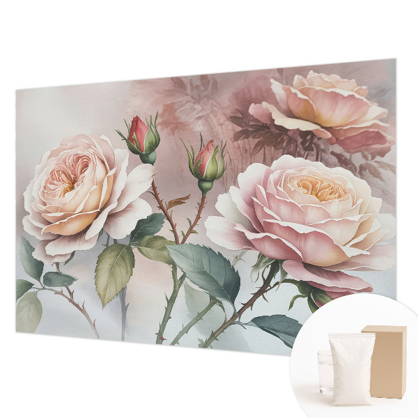 Papel mural con patrón decorativo con diseño de rosas en tonos pastel