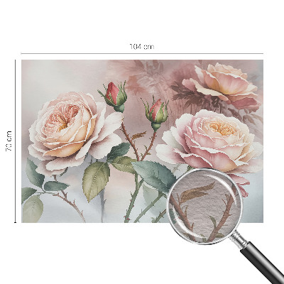 Papel mural con patrón decorativo con diseño de rosas en tonos pastel