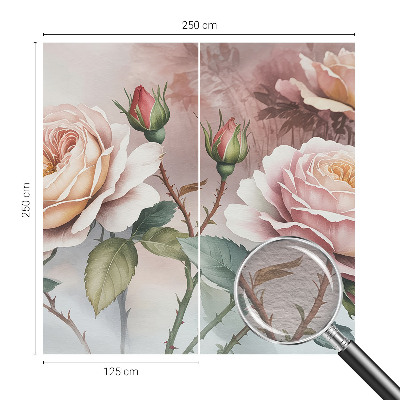 Papel mural con patrón decorativo con diseño de rosas en tonos pastel