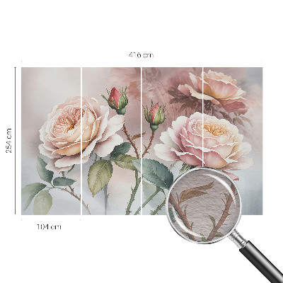 Papel mural con patrón decorativo con diseño de rosas en tonos pastel