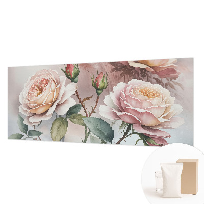 Papel mural con patrón decorativo con diseño de rosas en tonos pastel