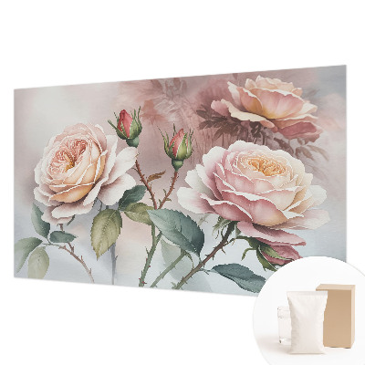 Papel mural con patrón decorativo con diseño de rosas en tonos pastel