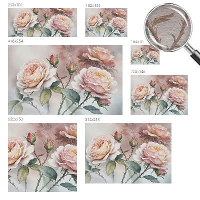 Papel mural con patrón decorativo con diseño de rosas en tonos pastel