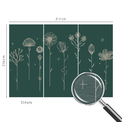 Mural de pared con estampado hermoso con flores delicadas