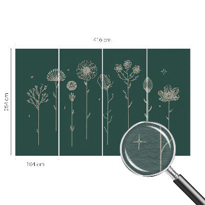 Mural de pared con estampado hermoso con flores delicadas