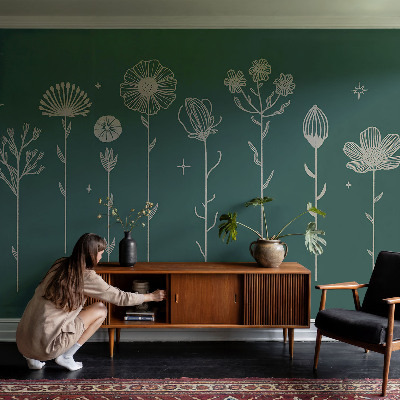 Mural de pared con estampado hermoso con flores delicadas