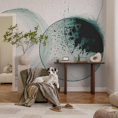 Mural decorativo con diseño de círculos verdes