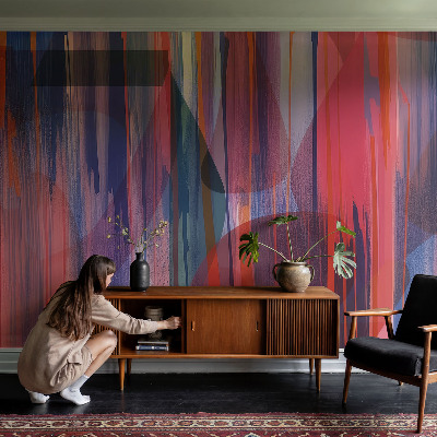 Papel mural texturado decorativo con diseño de rayas arcoíris