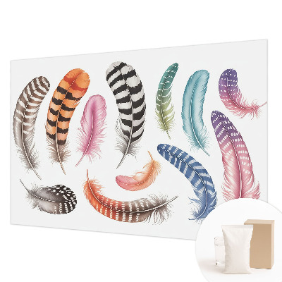 Mural de pared con estampado hermoso con plumas en tonos pastel