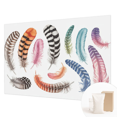 Mural de pared con estampado hermoso con plumas en tonos pastel