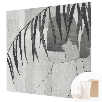Mural decorativo con diseño de palmera abstracta