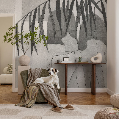 Mural decorativo con diseño de palmera abstracta